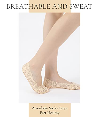 Panda Bros Women's Lace No Show Socks Low Cut Non Slip, Invisible with Flats, Pumps, Boat Liner Socks 5