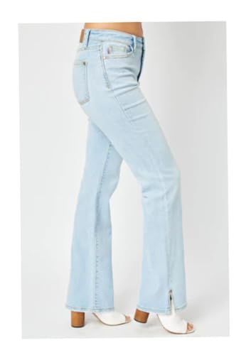 Judy Blue Mid Rise Light Wash Slit Hem Bootcut Jeans, 825522