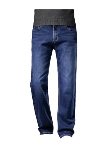 Men's Ripped Straight Loose Jeans Classic Style High Elasticity Baggy Denims Pants