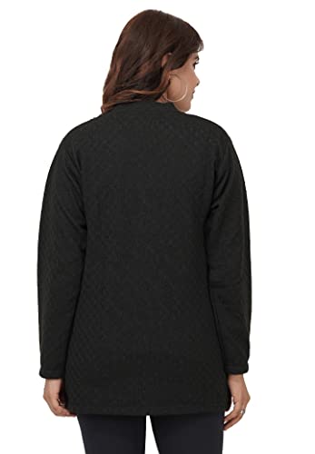 Image of Women's Woolen V-Neck Cardigan - Heavy Daffodil Fabric Winter Wear Acropolly Yarn Cardigan for Women with Front Pockets