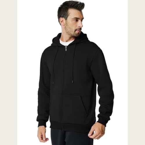 Mens Zip Up Hoodie, Athletic Full Zip Jacket with Pockets Casual Long Sleeve Hooded Sweatshirt Fleece Drawstring Jacket3