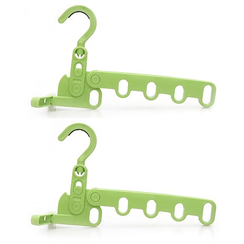 2 Pack Foldable Travel Hangers for Clothes, Foldable Clothes Hanger Rack for Suitcase, Over The Door Foldable Clothes Hanger, Collapsible Hangers for Clothes Travel (Green)