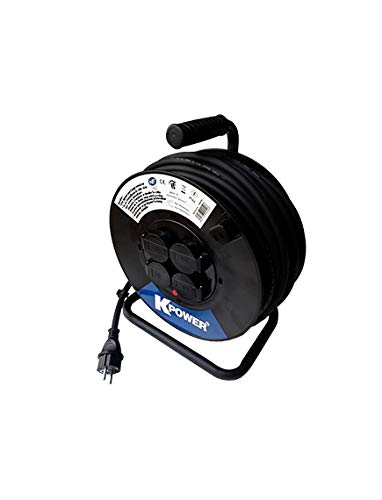 kpower 699025 enrollador cable 25 m-3.25 IP44, metal