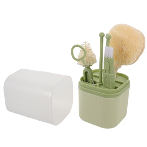 BESTonZON Cepillos para Biberones Niña con Silicona y Nailon Kit Portátil con Cepillo para Biberón Limpiador de Chupete Pajita Soporte Secador y Caja Almacenamiento para Viaje