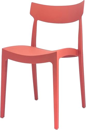 Cribel Set 4 Sedie Cordoba in Polipropilene Colore Antracite | Design Curvo Ergonomico e Impilabile | Ideali per Cucina, Soggiorno, Giardino, Terrazzo, Bar e Ristoranti (ROSSO MATTONE)