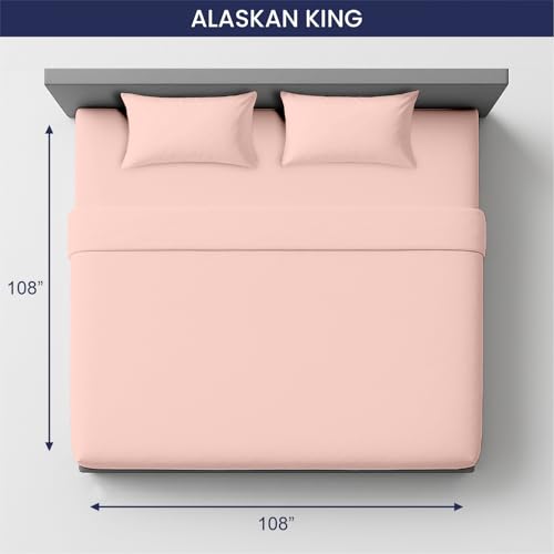 Image of SGI Bedding 108 inchx108 inch 4 Pc Alaskan King Sheet Set 600 TC 12 inch Deep, Peach