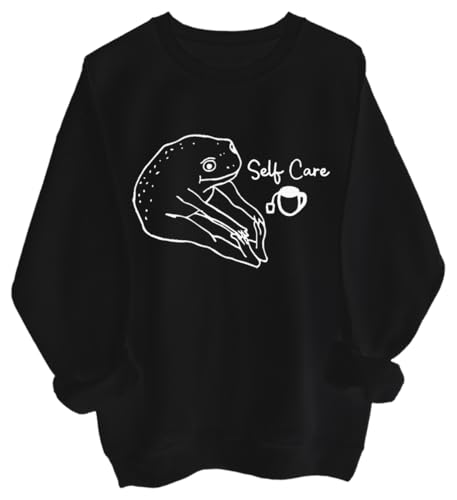 Generic Funny Frog Self Care Unisex Adult Sweatshirt, White, S-3XL
