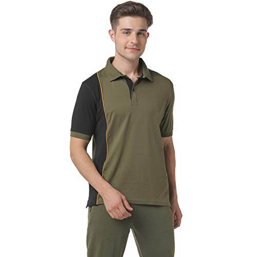 Image of CAHOOT Men Green Solid Casual T-Shirt