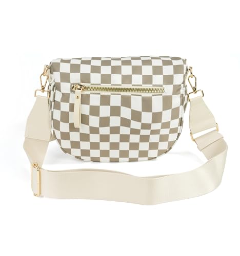 Image of FEIBOON Spacious Checkered Nylon Crossbody Bag Bum Bag Handbags Wallets for Women