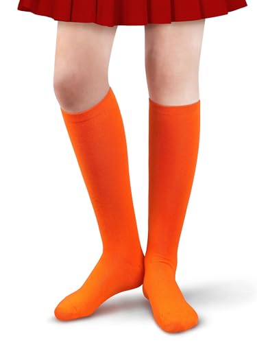GTYARYUA Calcetines Hasta la Rodilla Mujer, Calcetines Largos, Altos y Halloween, Medias Mujer y Niña, Medias Halloween, Calcetines Cómodos y con Estilo para Chica (Naranja)