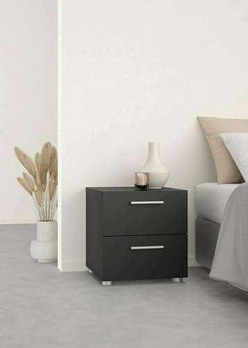 - Comodino Amber Comò Tavolino da notte Mensola da letto 40x40 h42 cm basso nero