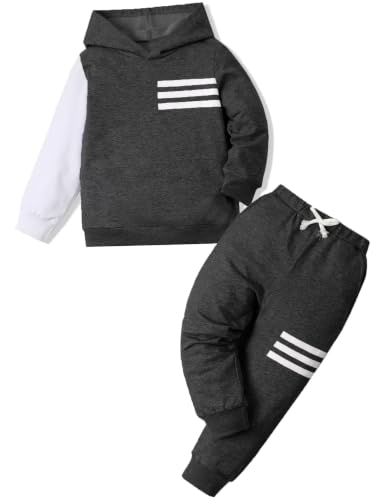 Image of Toddler Boy Clothes Long Sleeve Hoodie Sweatsuits Tops and Pants 2Pcs Boys Fall Winter Outfits Set