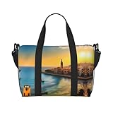Puesta de sol en Barcelona. Rendimiento del producto: la bolsa de viaje tiene una capacidad lo suficientemente grande como para guardar lo necesario para un viaje de 3 a 5 días, por lo que es fácil almacenar tu ropa, cosméticos, zapatos, laptop, iPad, auriculares, almohada en forma de U y otros artículos.