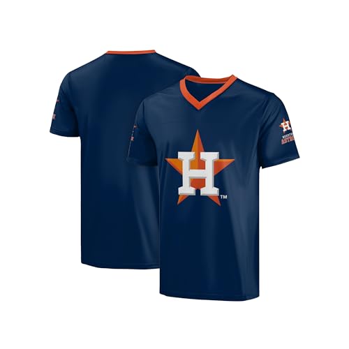 Image of FOCO MLB Men's Officially Licensed Primary Logo Wordmark Ballpark Team Color Baseball Performance V-Neck Top