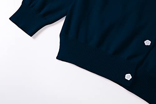 Girls' Cardigan Sweater [Cute Petal Buttons] Cotton Long Sleeve Crewneck Uniform Sweater for 5-14 Years Girls4