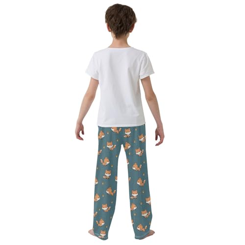Autumn Fox Boys Long Pants Soft Trousers Elastic Waist Kids Lounge Bottoms with Pockets S-XL3