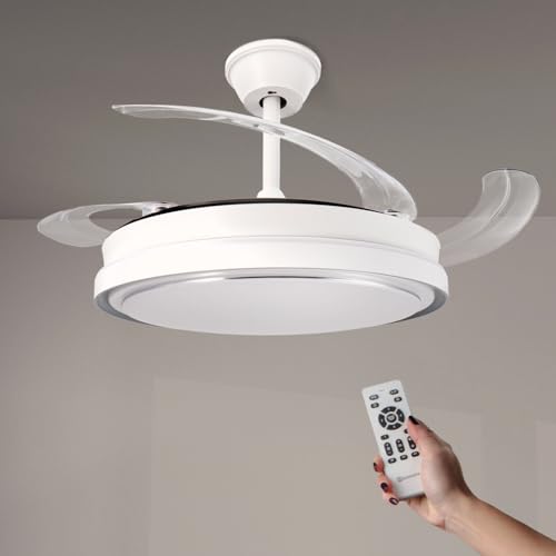 Sun World Energy Ventilador de Techo LED 3 Velocidades con Luz Blanca y Mando a Distancia VERANO -Estilo Moderno y Bajo Consumo-Silencioso con Luz Regulable y Control Remoto