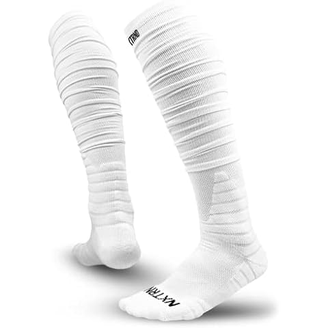 Nxtrnd XTD Scrunch Football Socks, Extra Long Padded Sport Socks for Men & Boys (White, L/XL) Cover