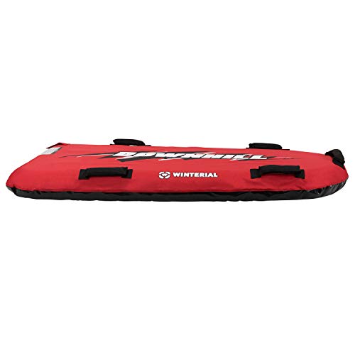 Winterial Downhill Inflatable Snow Sled - 1-2 Person Double Snow Sled with Durable Puncture Resistant Cover for Kids & Adults Sledding (Red)