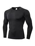 LNJLVI Herren Langarm Kompressionshemden Sport T-Shirt Funktions Atmungsaktiv Tops für Männer (Schwarz,M)