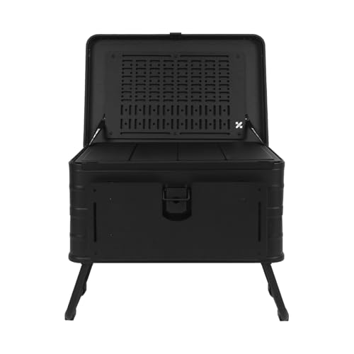 CAMVIL(ケムビル)アルミコンテナ コンテナボックス 60L大容量 カスタム 折りたたみ脚付き IGT互換 収納 屋外 キャンプ アウトドア ピクニック(60L BLACK)