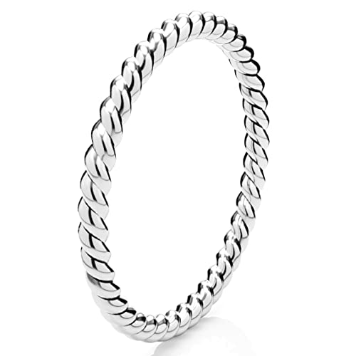 Metal Factory 925 Sterling Silver 2MM Eternity Rope Wedding Band Ring