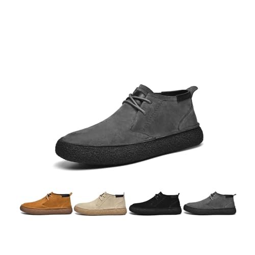 Men's Frosted Leather Suede Suede Mid Top Board Shoes Retro Casual Fashion Design Walking Ankle Boots Classic Lace-Up Comfort Non-Slip Sneakers