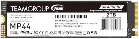 TEAMGROUP MP44 2TB SLC Cache Gen 4x4 M.2 2280 PCIe 4.0 with NVMe Laptop & Desktop & NUC & NAS SSD Solid State Drive (R/W Speed up to 7,400/7,000MB/s) TM8FPW002T0C101