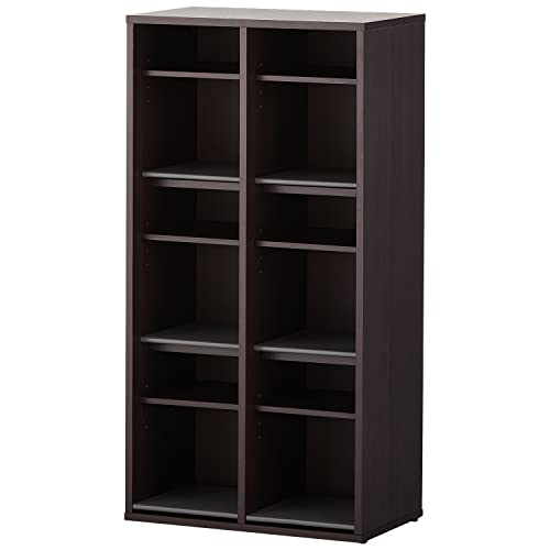 法人様向け オフィスコム スリッパシューズラック 靴箱 樹脂棚・中棚付 2列3段 6人用 幅607×奥行350×高さ1190mm ダークブラウン OC-WSSR-R236-DB