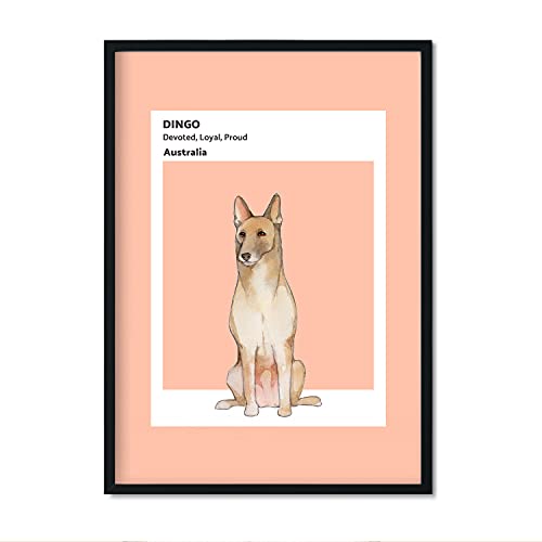 Nacnic Dingo Print. Poster mit Illustrationen von Hunderassen in warmen Tönen und Kuchen. Innenausstattung. A4 Größe