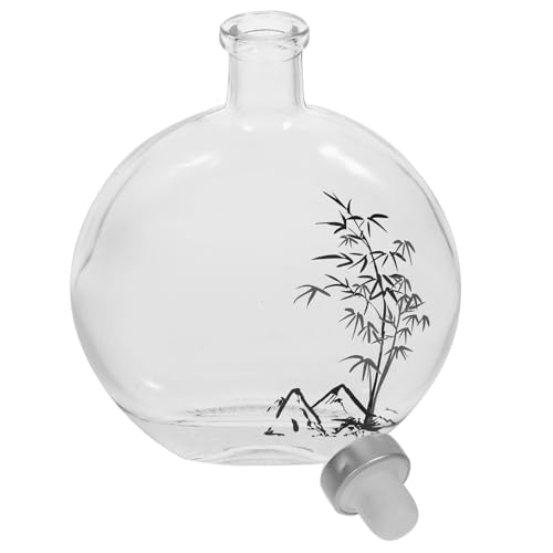 ANDRESLAD Botella de Vino de Cristal Transparente Pequeña, Botella de Licor de Vidrio Portátil para Whisky y Agua, Tapa, Adecuado para Servicio de Bar y Uso Diario