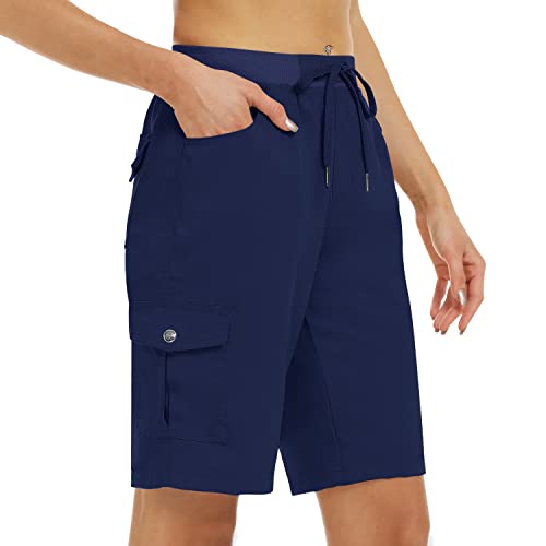 MoFiz Women's 10" Hiking Cargo Shorts 6 Pockets Lightweight Quick Dry Outdoor Running Athletic Short Summer Travel Loose