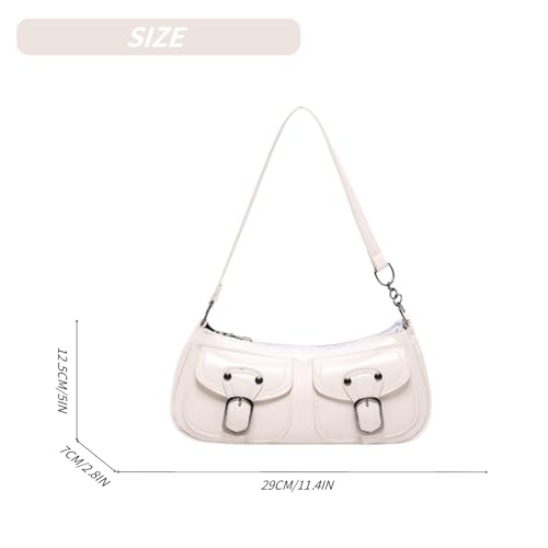 Image of Vintage Buckle Punk Purse for Women, Retro Y2K Shoulder Bag, Mini Hobo Clutch Aesthetic Purse for Travel Shopping