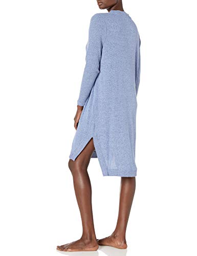 Karen Neuburger Women's Plus Size Long Sleeve Nightshirt Nightgown Pajama Dress Pj, Solid Powder Blue Heather, 2X