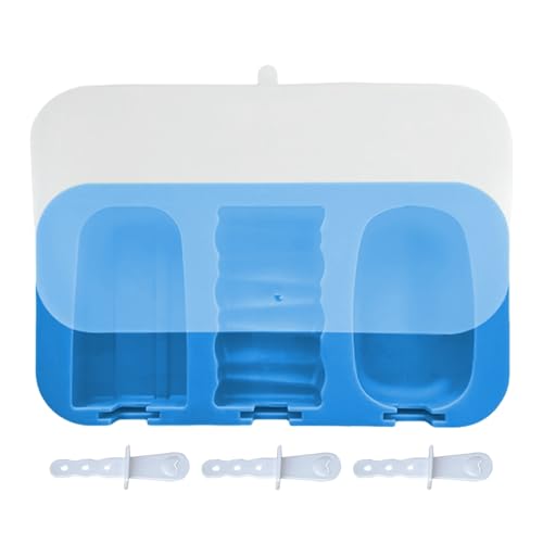 Bkljkf Molde de silicona, 3 compartimentos, con mangos, para congelador, cocina, hogar, etc