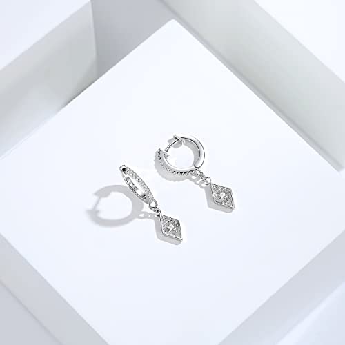 925 Sterling Silver AAA Cubic Zirconia Huggie Hoop Dangle Evil Eye Drop Earrings2