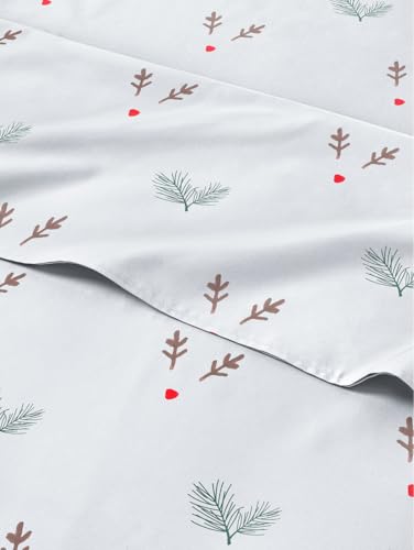 King Mistletoes Sheet Set - Holiday Xmas Pattern Bedding Set - Deep Pockets - Snug Fit - 4PC - Wrinkle Free & Easy Care - Comfy, Cozy Festive Winter - Holiday Sheets for Women, Men, Kids & Teens