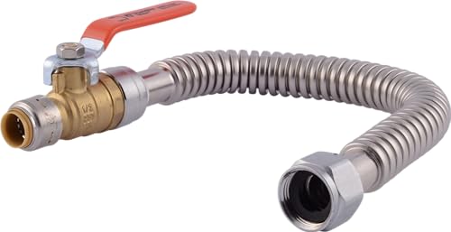 SharkBite Max 1/2 Inch x 3/4 Inch FIP x 18 In. Corrugated Flexible Water Heater Connector, Push to Connect Brass Plumbing Fitting, Stainless Steel, URSS3068FX18BV