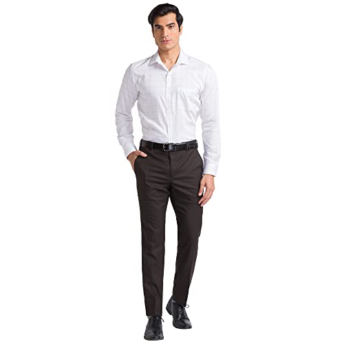 Image of Park Avenue Men's Pure Cotton Checks Pattern Slim Fit Semi Cutaway Collar Full Sleeve Formal Shirt