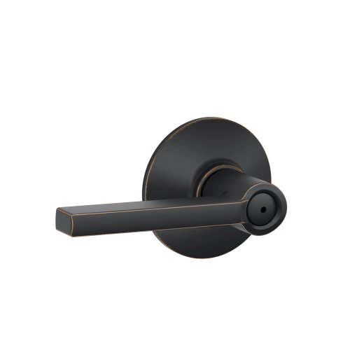 Image of SCHLAGE Latitude Bed /Bath Privacy Door Handle with Lock, Aged Bronze | Interior bedroom or bathroom door lever with push button lock, Reversible, Easy install, Certified durability, Universal fit