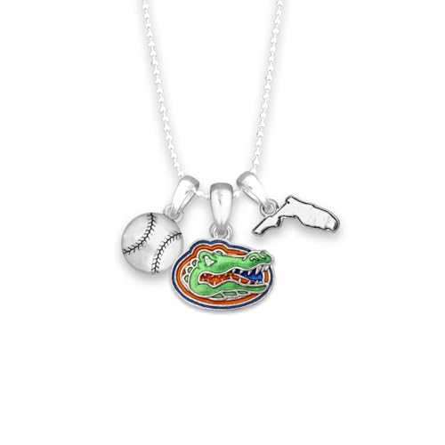 From the Heart Florida Gators Baseball Accent Charm Team Traditions Necklace with Team Color Logo, Baseball and State Accent Charm Officially Licensed Jewelry Fan UF