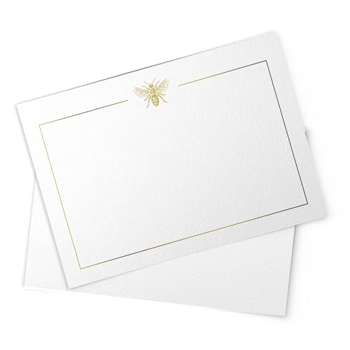 Image of Dashleigh Gold Foil Bee Notecards - 50 Blank Cards, 4x6 inches - Luxury Bee Themed Stationery for Thank You Notes & Gifts