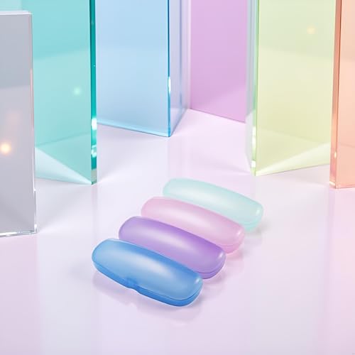 Image of 2 Pcs Clear Plastic Eye Glasses Cases,Hard Reading Glasses Boxes Portable Storage Case Lightweight Sunglasses Holder Protector Travel Eyeglasses Organizer (Random Color)