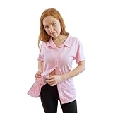 Post Op Easy Open Mastectomy Recovery Top with Pockets & Fasteners for Drains Pink
