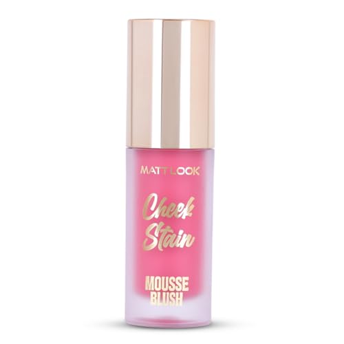 Image of MATTLOOK Cheek Stain Mousse Blush | Vitamin E | Natural Radiant Finish | Infused With Hyaluronic acid and vitamin E | Long Lasting Liquid Blusher (Go Pink-02,6.5ml)