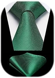 HISDERN Check Wedding Plaid Tie Handkerchief Men's Necktie Pocket Square Set For Formal Business
