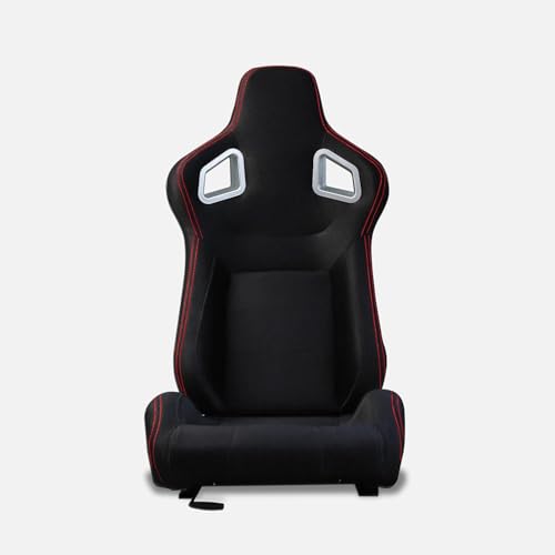 MIAUTO Asiento Deportivo Coche,Semibaquet Ajustable,Adaptable para Coches,Ríeles incluidos,Conductor y Pasajero,para Coche y Simulador de Conducción (Y-N780, PILOTO-L)