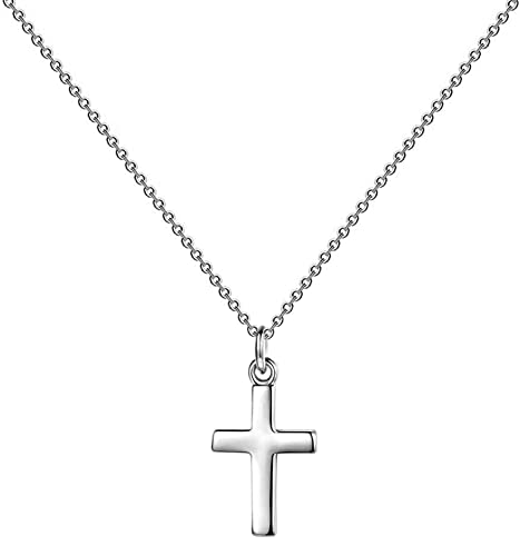 S925 Sterling Silver Tiny Cross Pendant Necklace for Women Dainty Cross Necklaces Mothers Day Birthday Gifts for Women