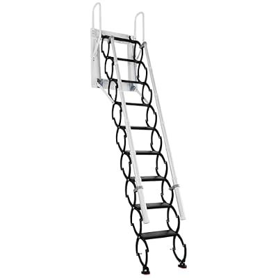 Retractable Loft Foldable Ladder with 2 Handrails and Pull-Down System Anti-Slip Retractable Folding Stair Load Capacity 660Lbs (2.2M)