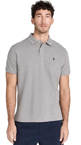 Image of POLO RALPH LAUREN Men's Custom Slim Fit Iconic Mesh Polo, Canterbury Heather, L